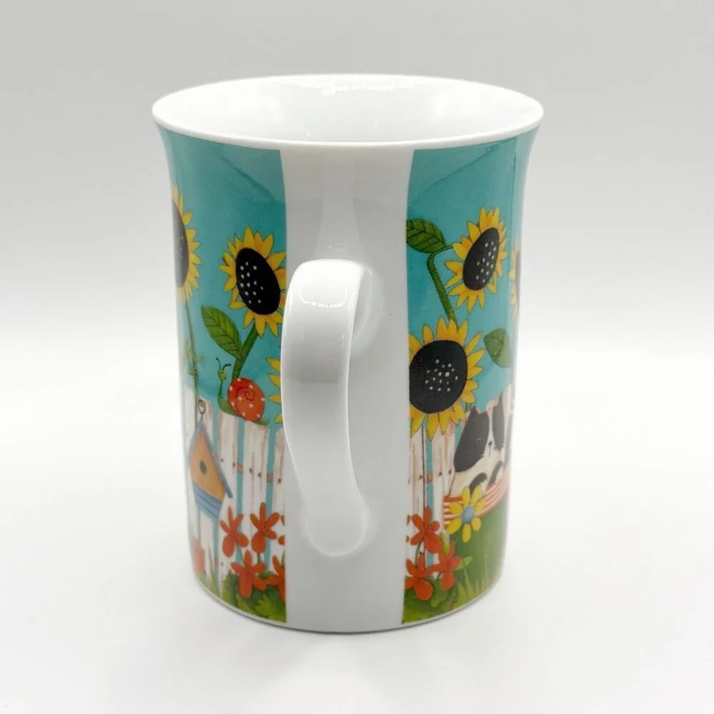 Debbie Mumm Coffee Floral Mug Sunflowers Cat Picket‎ Fence County Porcelain Cup
